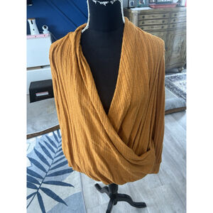 anthropologie Faux-wrap Mustard Yellow Sweater Women’s Size Large